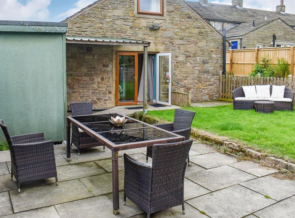 Patio at Poppy Cottage in Briercliffe, Lancashire