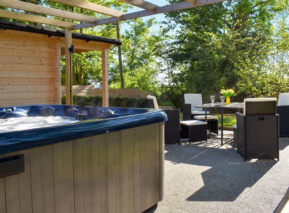 Relaxing hot tub at Poppy Lodge in Minster, near Ramsgate, Kent