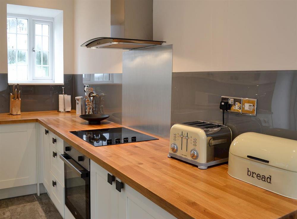 Modern well equipped kitchen at Poppyfields Stable in Scorrier, near St Day, Cornwall