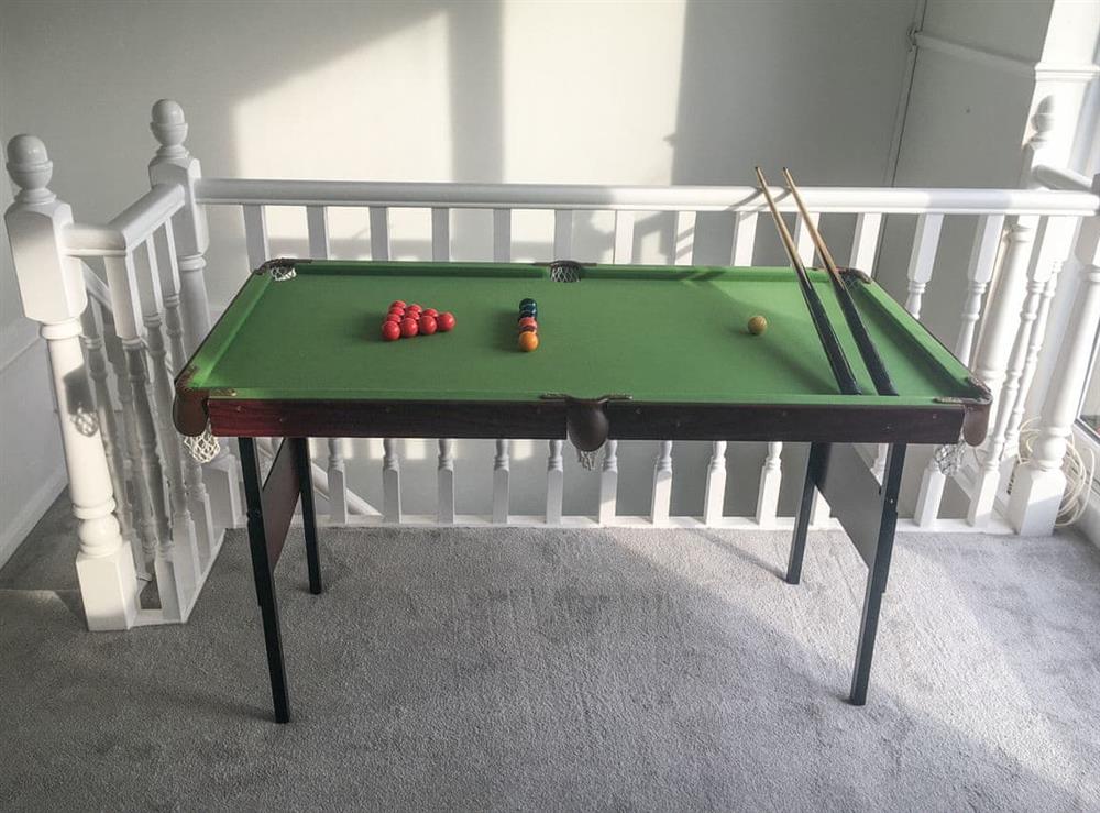 First floor landing area with snooker and table football at Poppys by the sea in Hayling Island, Hampshire