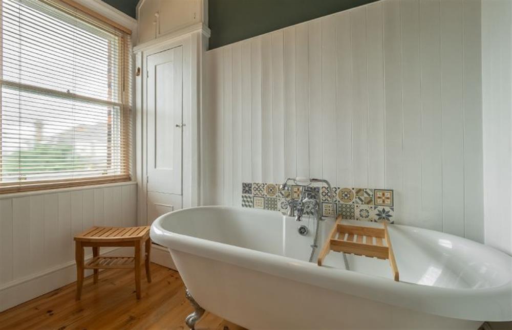 First floor: Relax and unwind in the freestanding bath  at Porch House, Hunstanton