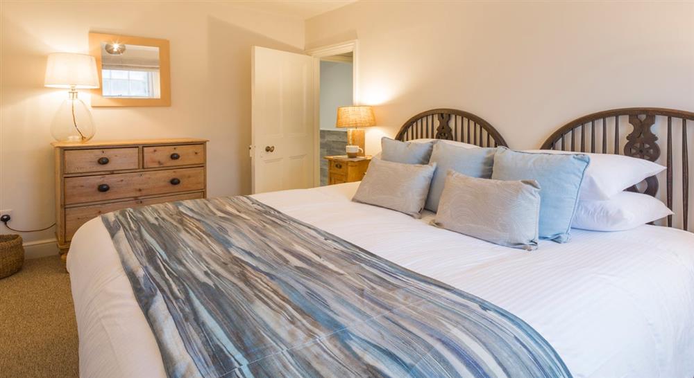 The double bedroom at Port Gaverne Beach House in Port Isaac, Cornwall
