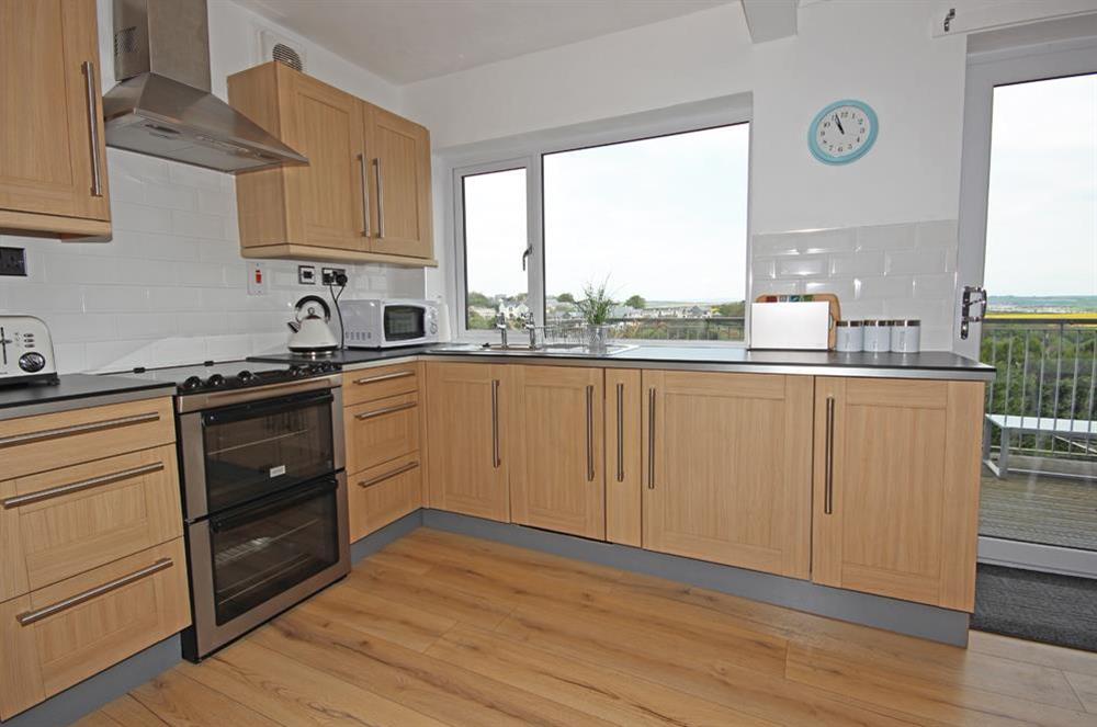 Modern, well equipped kitchen with lovely views at Port Royal in , Salcombe
