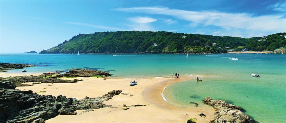 One of Salcombe's many beautiful sandy beaches at Port Royal in , Salcombe