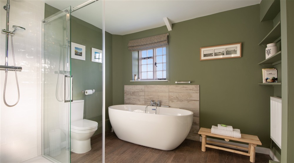 The family bathroom at Porth Mear Barn in Wadebridge, Cornwall