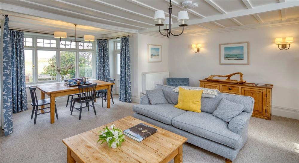 The sitting and dining room at Porth Mear Cottage in Nr Padstow, Cornwall