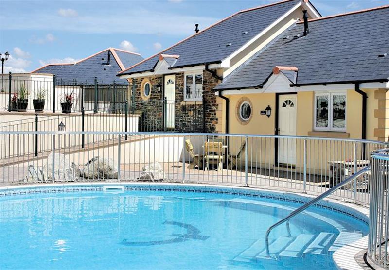Outdoor heated pool at Porth Veor in North Cornwall, South West of England