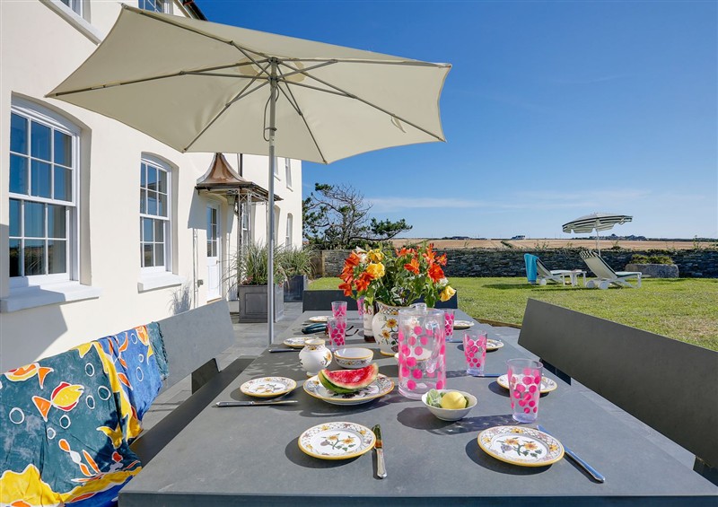 The patio at Porthcothan House, Porthcothan