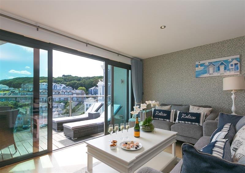 The living area at Porthminster Penthouse, St Ives