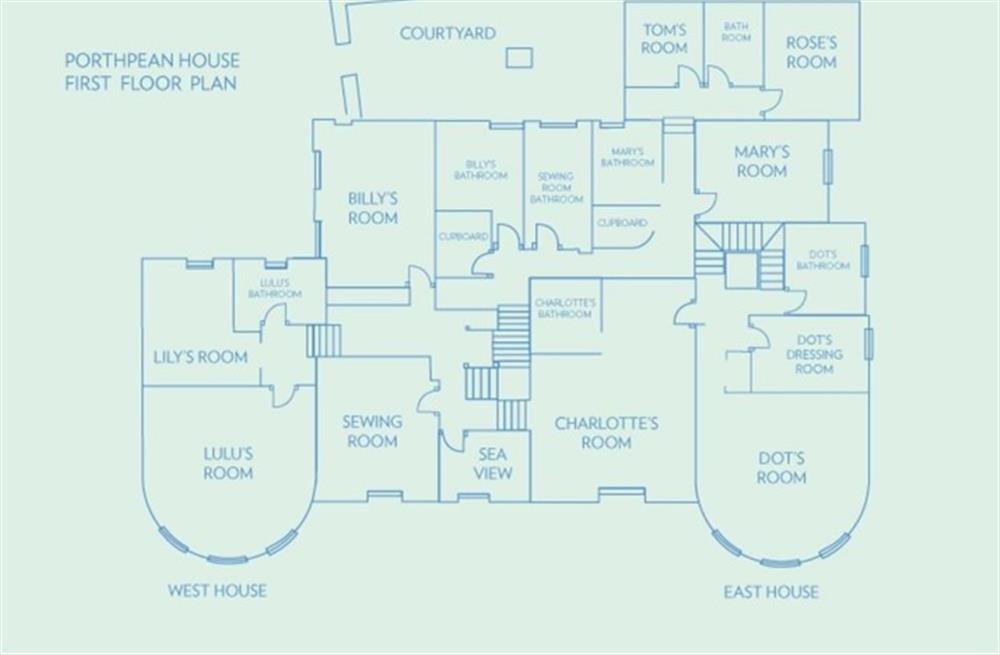 First floor plan at Porthpean House in Porthpean