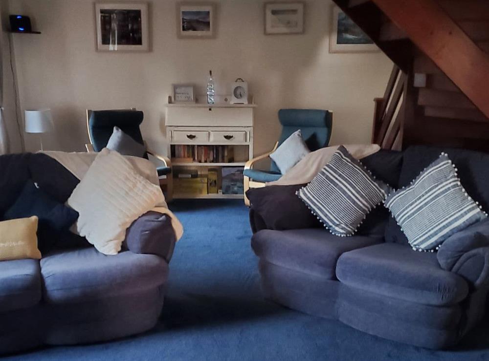 Living room at Portland Cottage in Mousehole, near Penzance, Cornwall