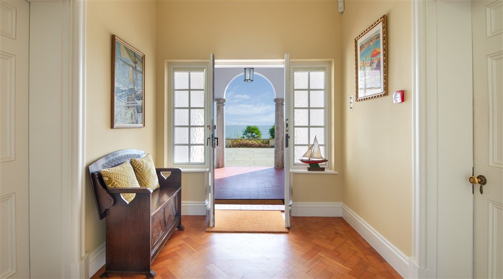 The ground floor hallway at Portland House in Weymouth, Dorset
