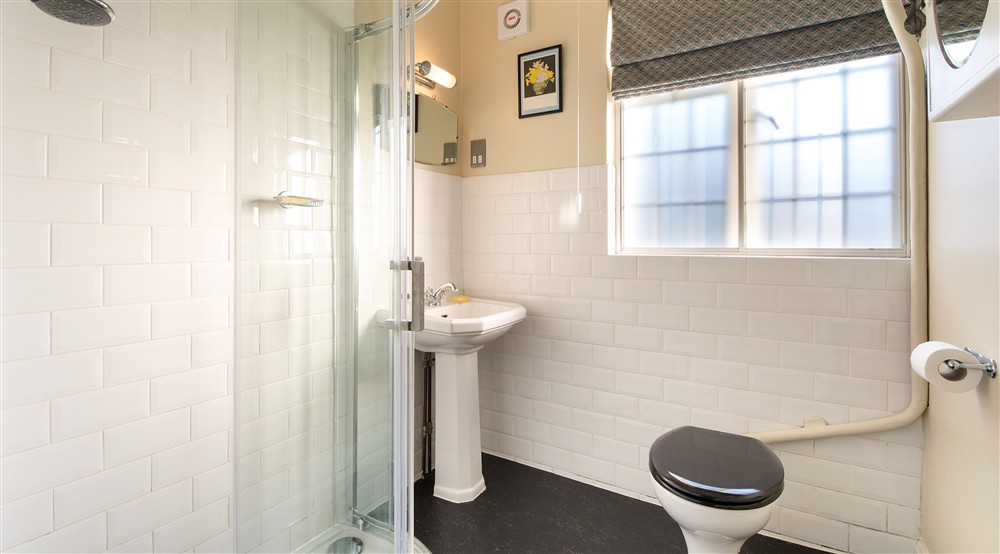 The shower room on the first floor of Portland House, Dorset at Portland House in Weymouth, Dorset
