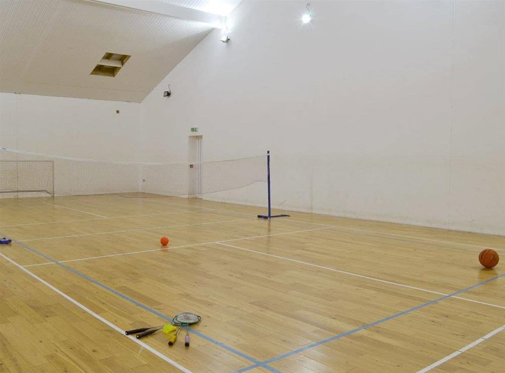 Badminton and volley ball court at Poulston House in Harbertonford, near Totnes, Devon