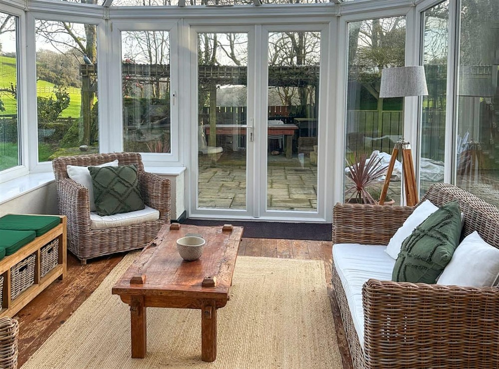 Living area at Prideaux Cottage in Par, Cornwall