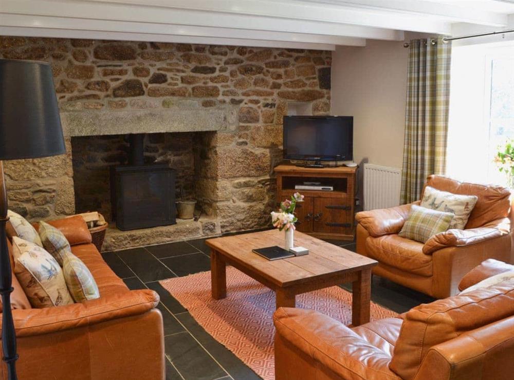 Living room at Prideaux Farmhouse, 