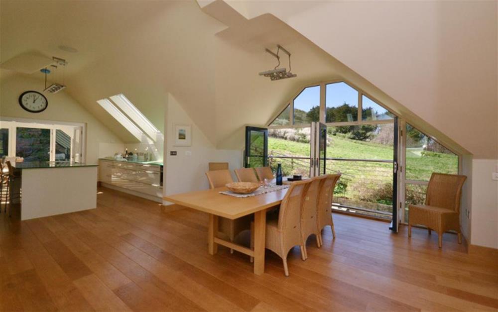 Beautiful dining area with country views at Primrose Bank in Hope Cove