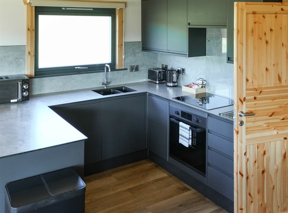 Kitchen at Primrose Lodge in Hittisleigh, Devon