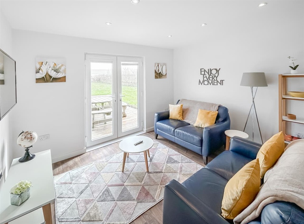 Open plan living space at Primrose Lodge in Sunset Lakes, Isle Of Man