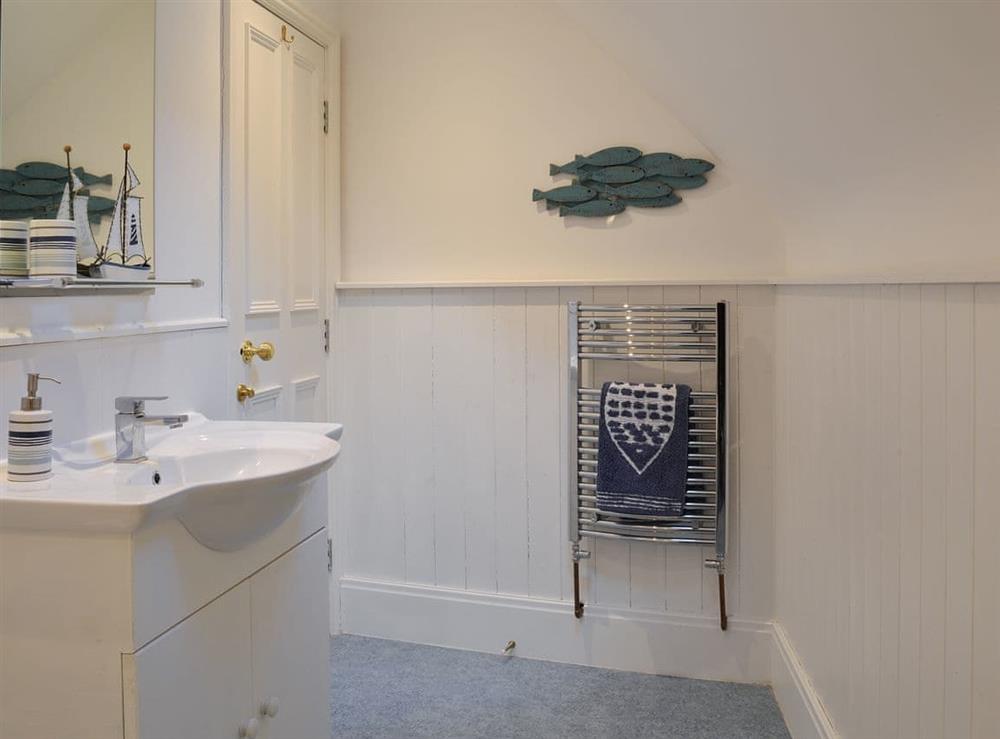 Bathroom with heated towel rail at Princess Lodge in Scarborough, Yorkshire, North Yorkshire