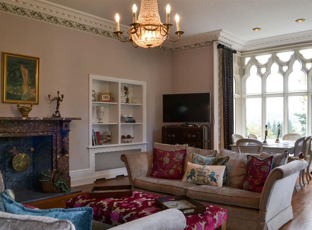Spacious and elegant living room at Priory Manor in Windermere, Cumbria
