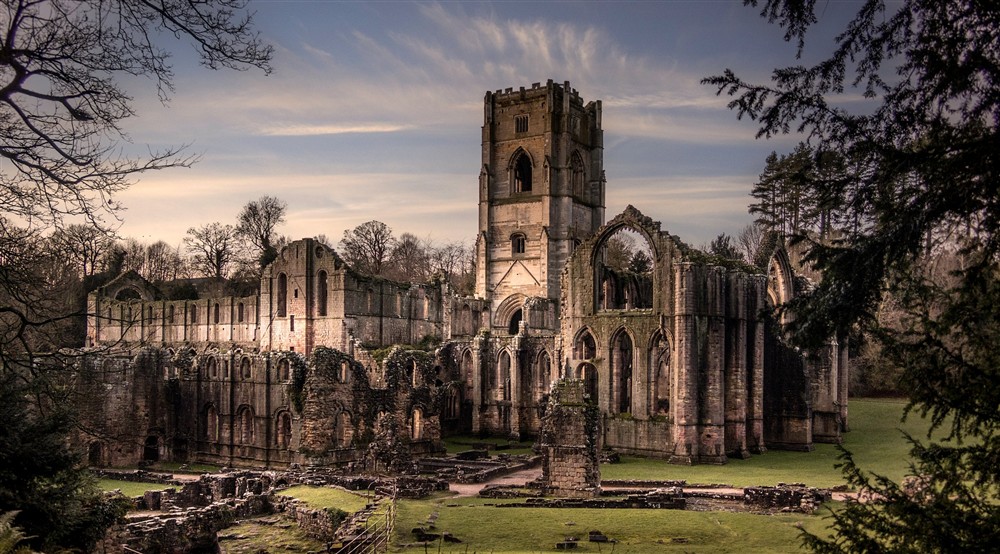 Fountains Abbey in winter, Yorkshire at Proctor in Ripon, North Yorkshire