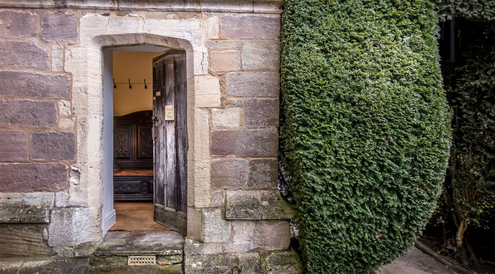 The door to Fountains Hall and Proctor apartment, North Yorkshire at Proctor in Ripon, North Yorkshire
