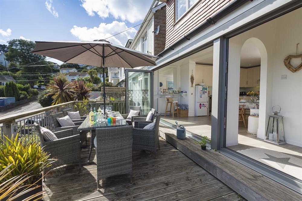 Large decked terrace with views across Salcombe at Prospects in , Salcombe