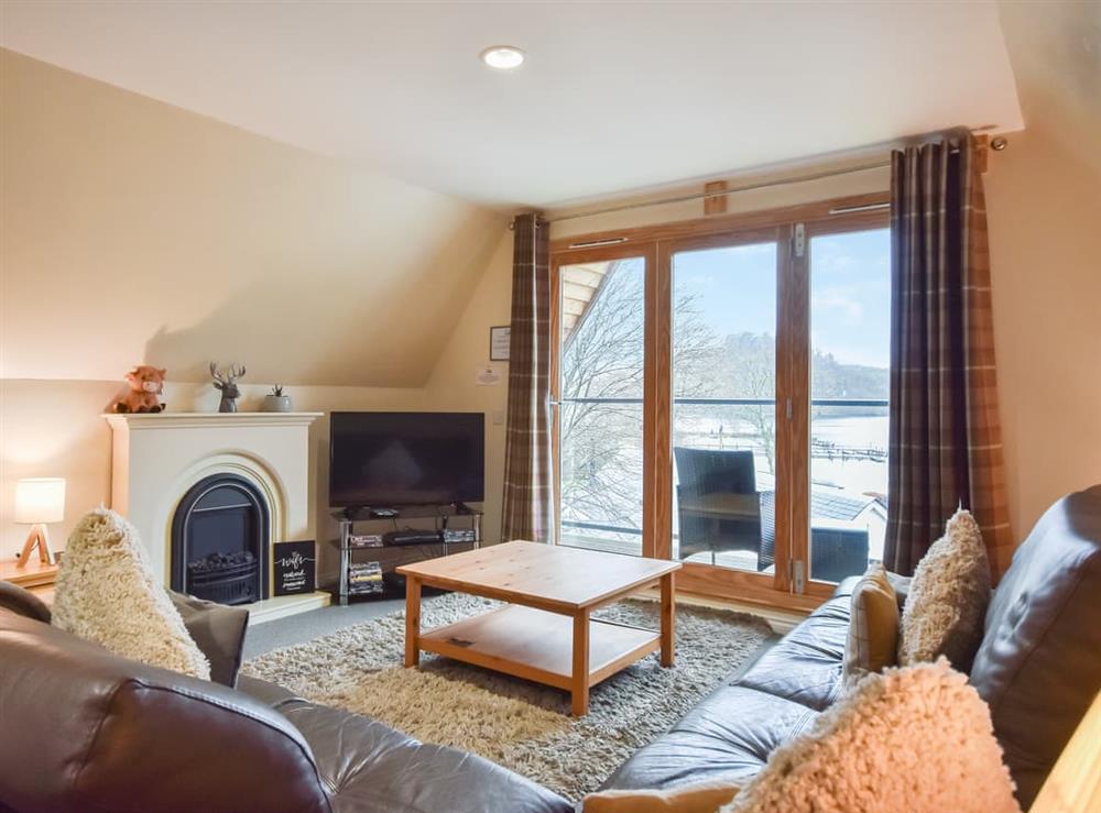 Living room at Ptarmigan Lodge in Balmaha, Lanarkshire