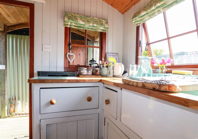 The kitchen at Puddle Duck Shepherds Hut, Maxworthy near Crackington Haven