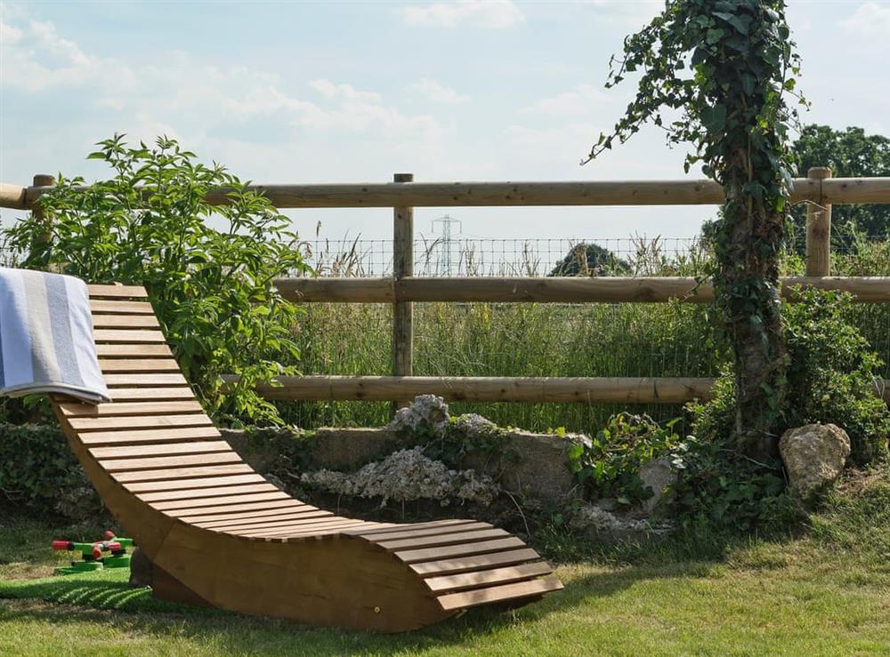 Relaxing sitting-out-area at Puddledock Piggery in Berkley, near Frome, Somerset