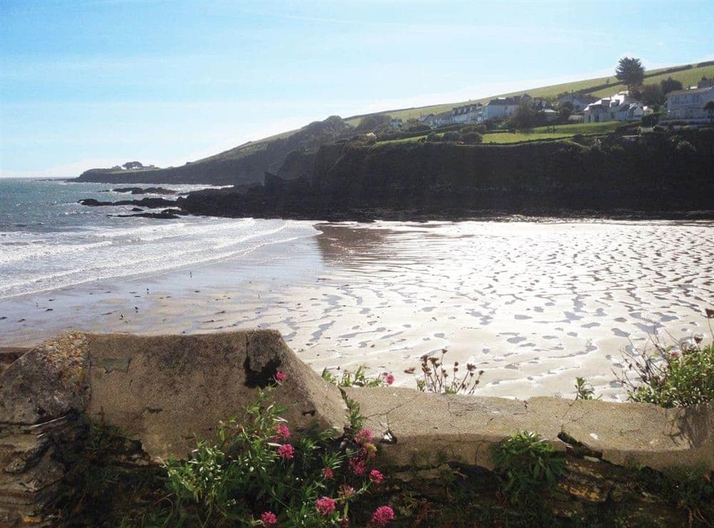 View over the beach at Puffin Burrow in Portmellon, Nr Mevagissey, Cornwall., Great Britain