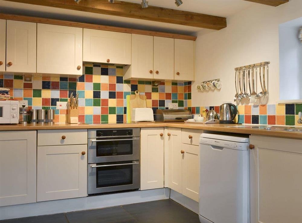 Fully appointed fitted kitchen at Quarrymans Cottage in Golberdon, Nr Callington, Cornwall., Great Britain