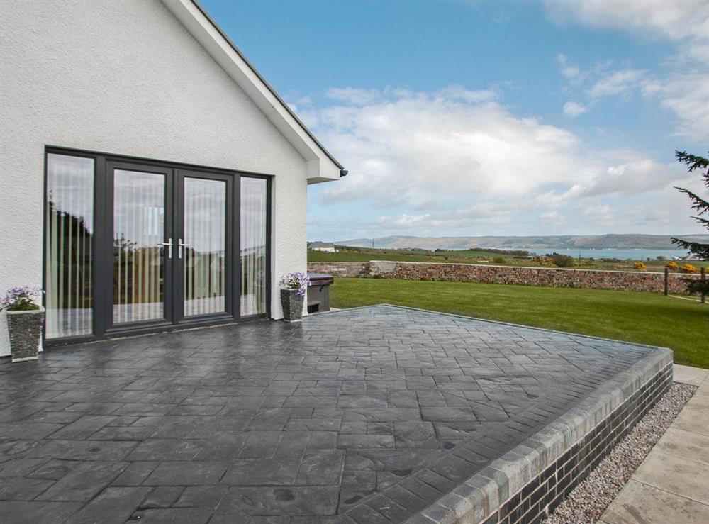 Relaxing patio area at Quarter Acre House in Kirkcolm, near Stranraer, Dumfries and Galloway, Wigtownshire