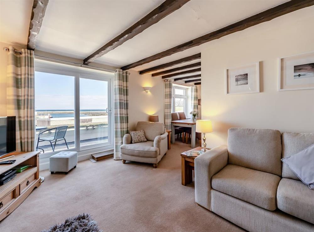 Living room at Quay Cottage in Seahouses, near Alnwick, Northumberland, England
