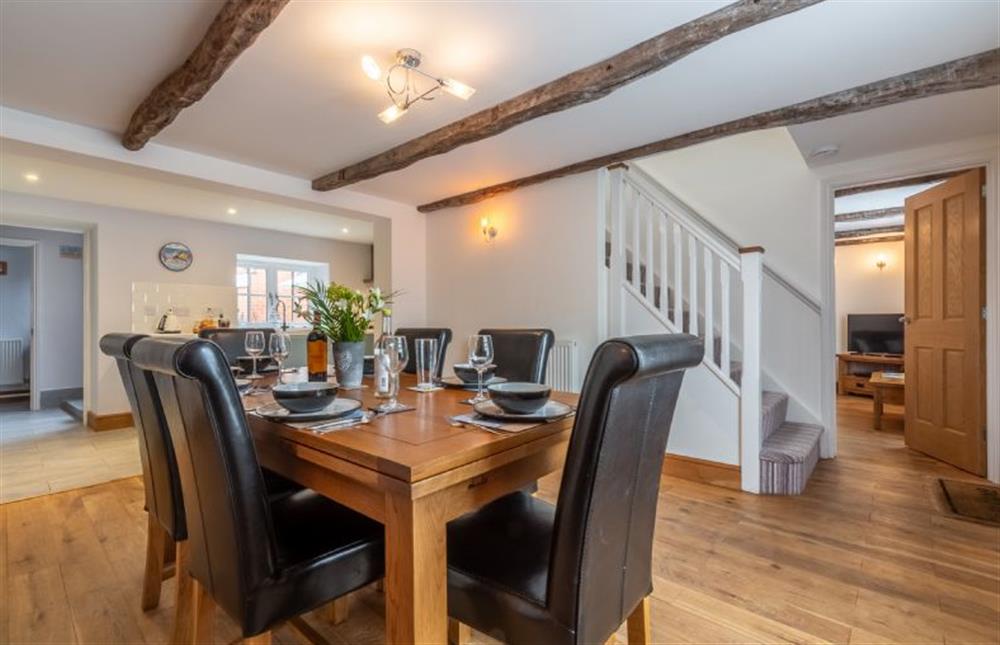 Dining area and open plan kitchen at Quay Cottage, Wells-next-the-Sea