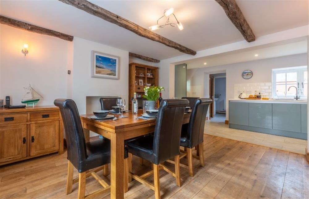Dining area with seating for six at Quay Cottage, Wells-next-the-Sea