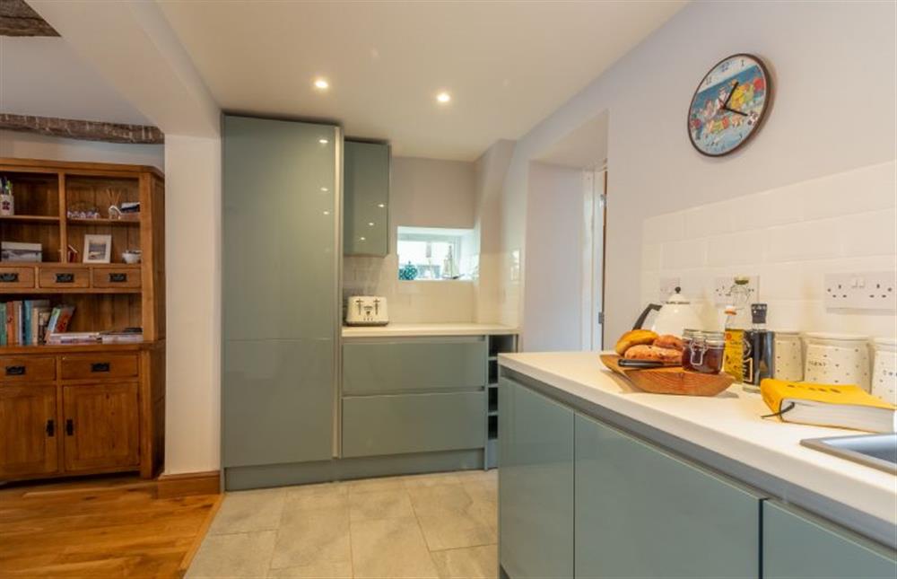 Open plan kitchen leads to dining room at Quay Cottage, Wells-next-the-Sea