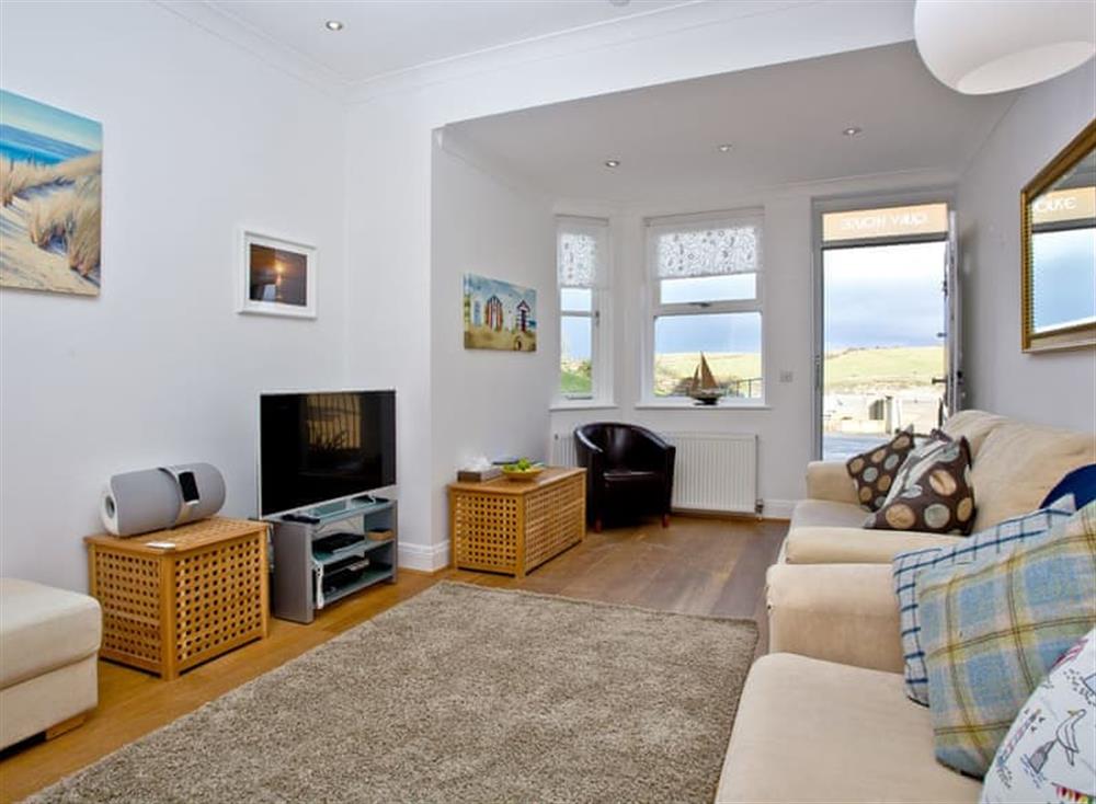Living room at Quay House in Porth Beach, Newquay