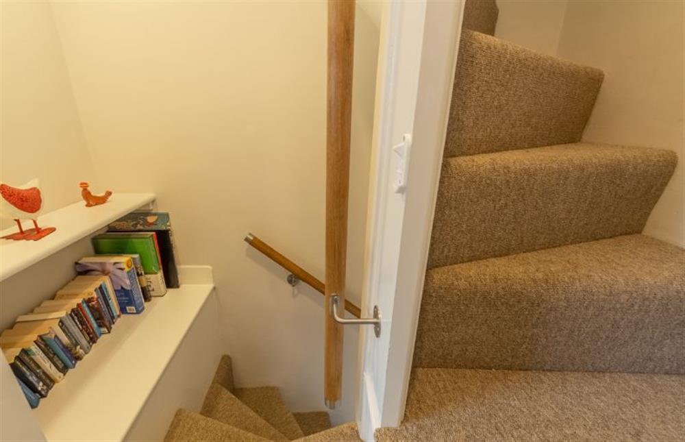 Norfolk winder stairs are steep and narrow at Quay View Cottage, Wells-next-the-Sea