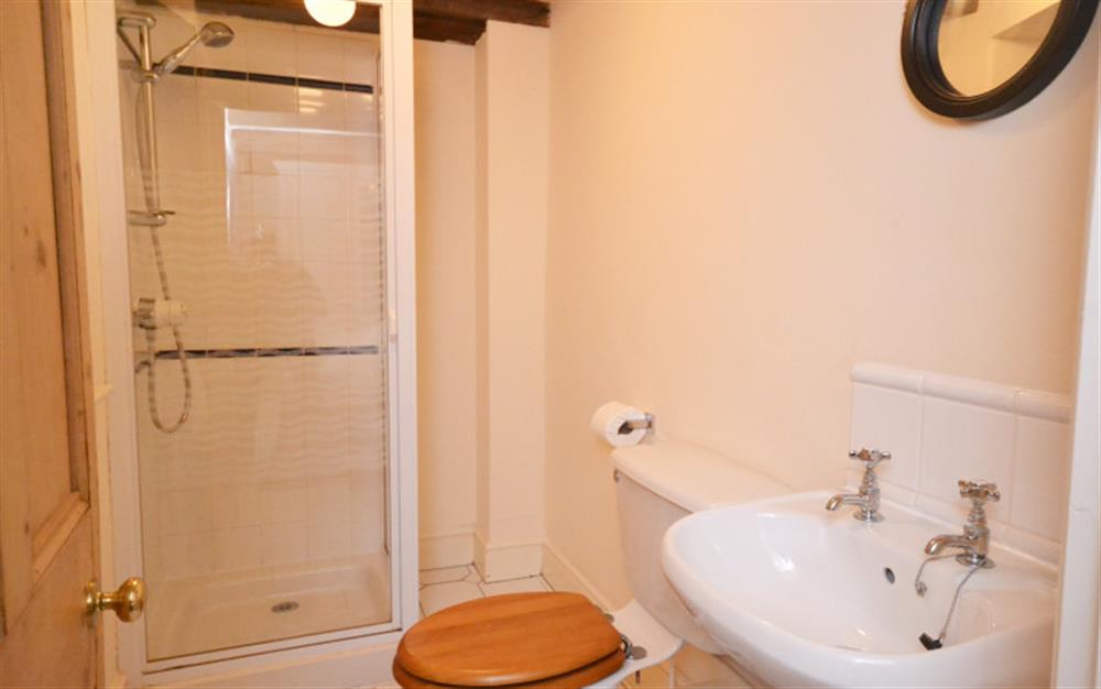 Bedroom 3 en suite shower room at Quayside Cottage in Salcombe