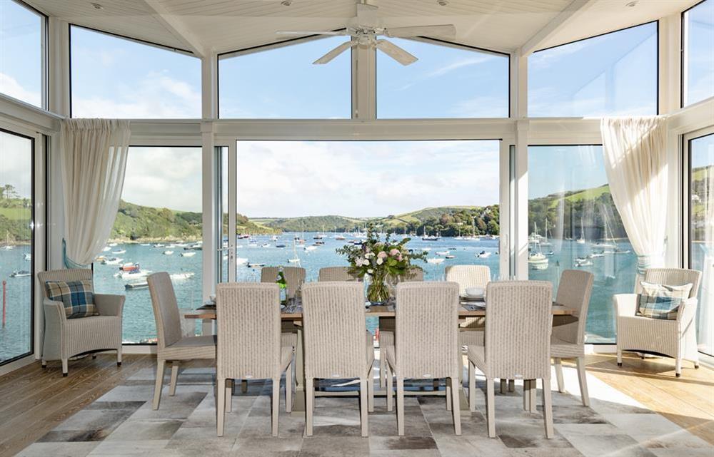 Quayside, Salcombe - stunning internal balcony/dining area has incredible views at Quayside in , Salcombe