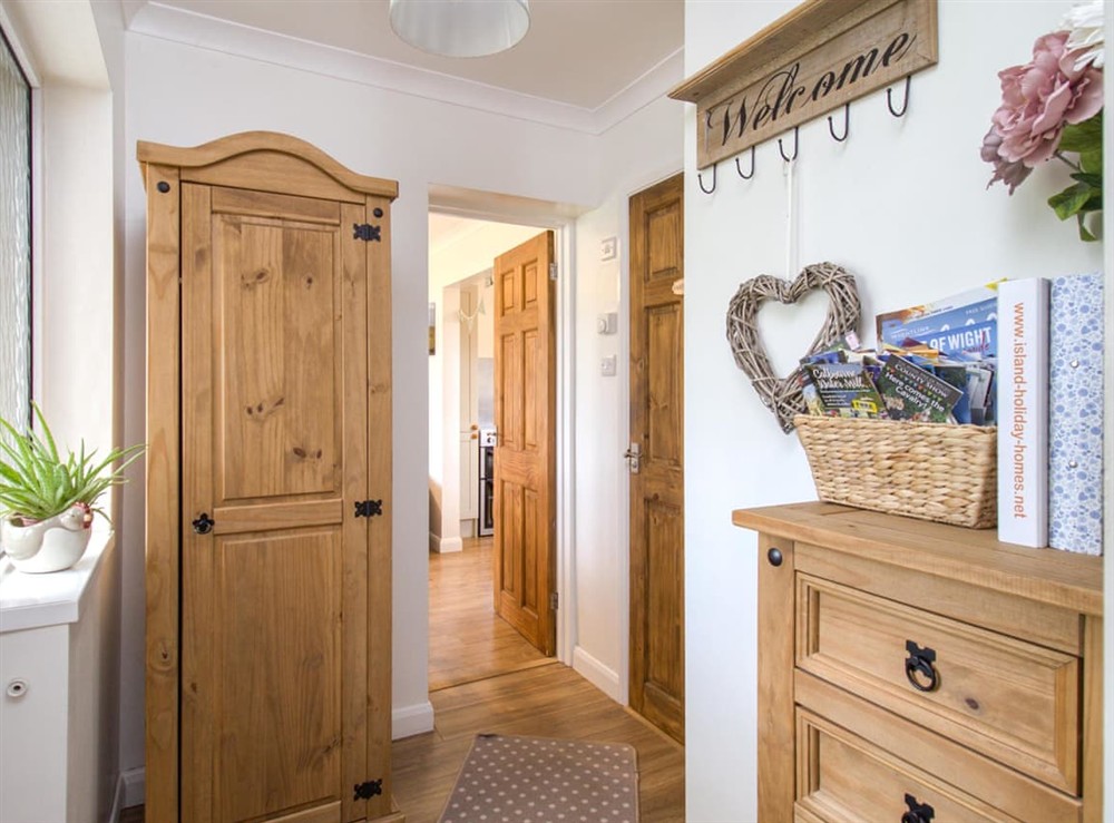 Welcoming entrance hall at Queen Bower Farm Lodge in Alverstone, near Sandown, Isle of Wight