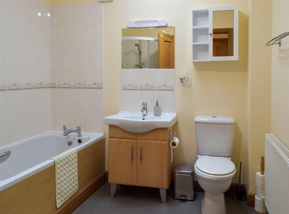Bathroom with shower cubicle at Quiet in Sorbie, Newton Stewart., Wigtownshire