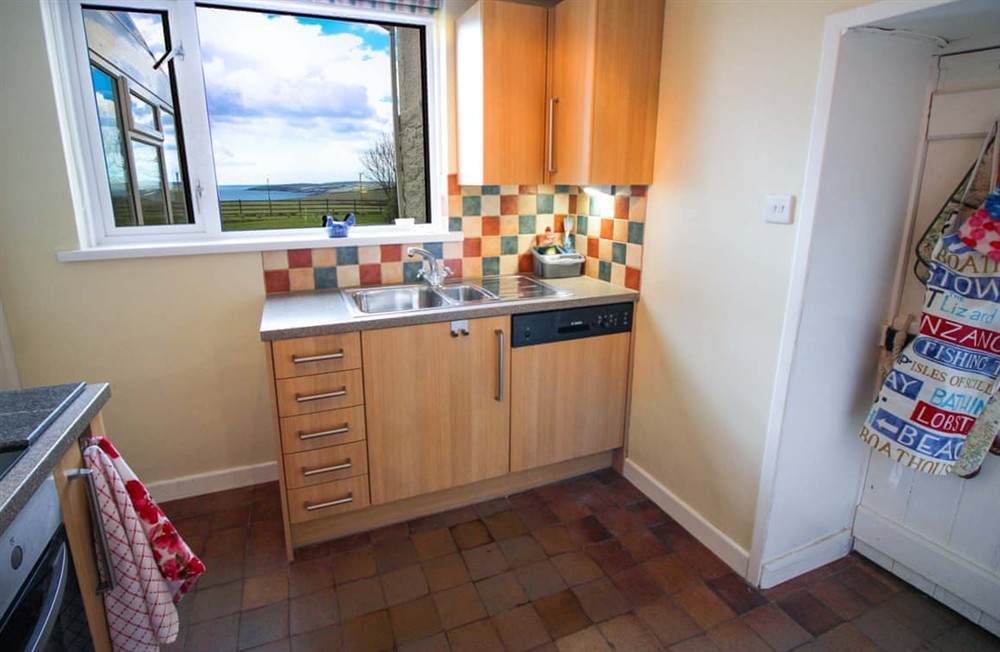 Kitchen area at Quince Cottage, Pendower in Veryan, Cornwall