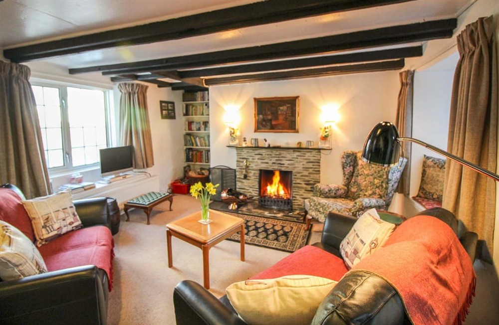 Living area at Quince Cottage, Pendower in Veryan, Cornwall