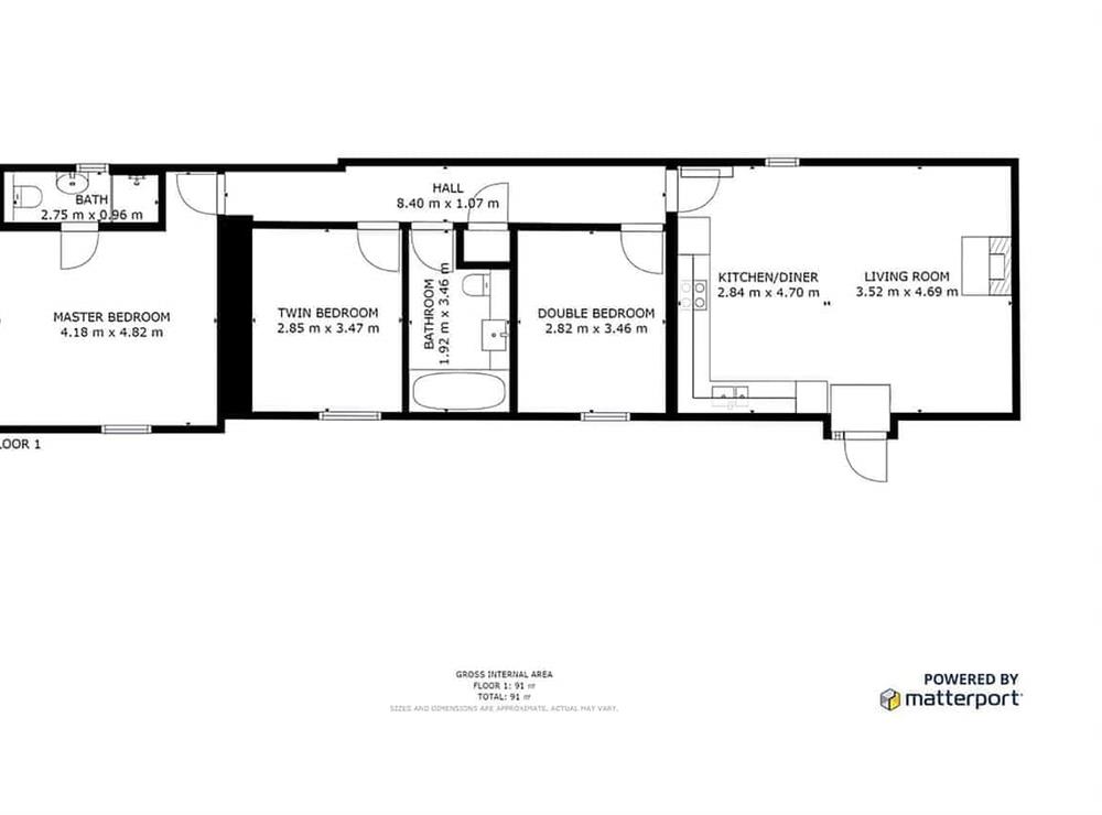 Floor plan at Quince Cottage in Withiel, near Wadebridge, Cornwall