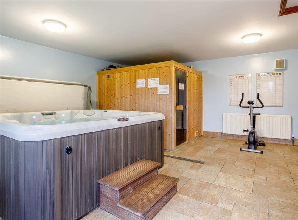 Sauna and hot tub at Rafters Barn in Runcton Holme, Norfolk