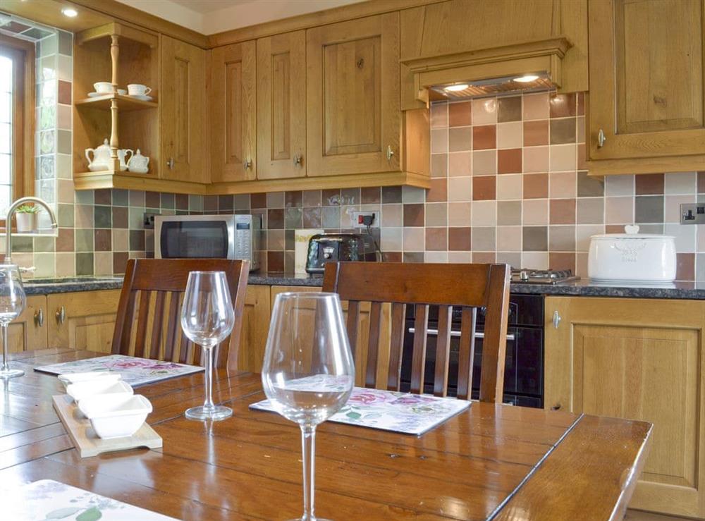 Well-equipped fitted kitchen at Railway Cottage in Longcliffe, near Ashbourne, Derbyshire