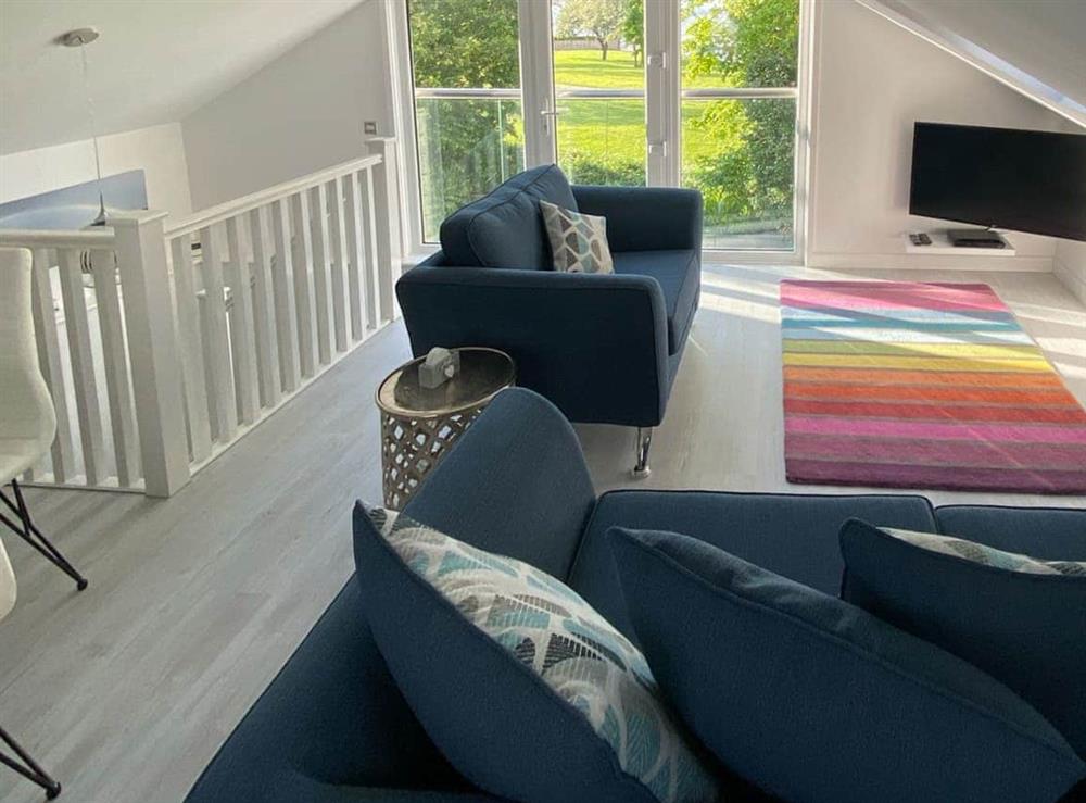 Open plan living space at Rainbows End in St. Lawrence, near Burnham-on-Crouch, Essex